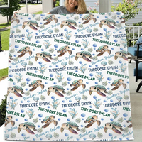 Customised Turtle Pattern Blanket - Personalised Name Turtle Blanket - A Gift For Child,Newborns - Joliny
