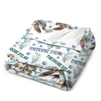 Customised Turtle Pattern Blanket - Personalised Name Turtle Blanket - A Gift For Child,Newborns - Joliny