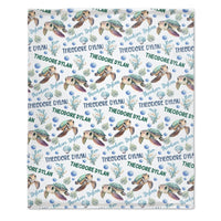 Customised Turtle Pattern Blanket - Personalised Name Turtle Blanket - A Gift For Child,Newborns - Joliny