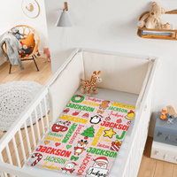 Customized Blankets for Christmas Day - Personalized Name Cartoon Pattern Christmas Blanket - Christmas Gift For Child - Joliny