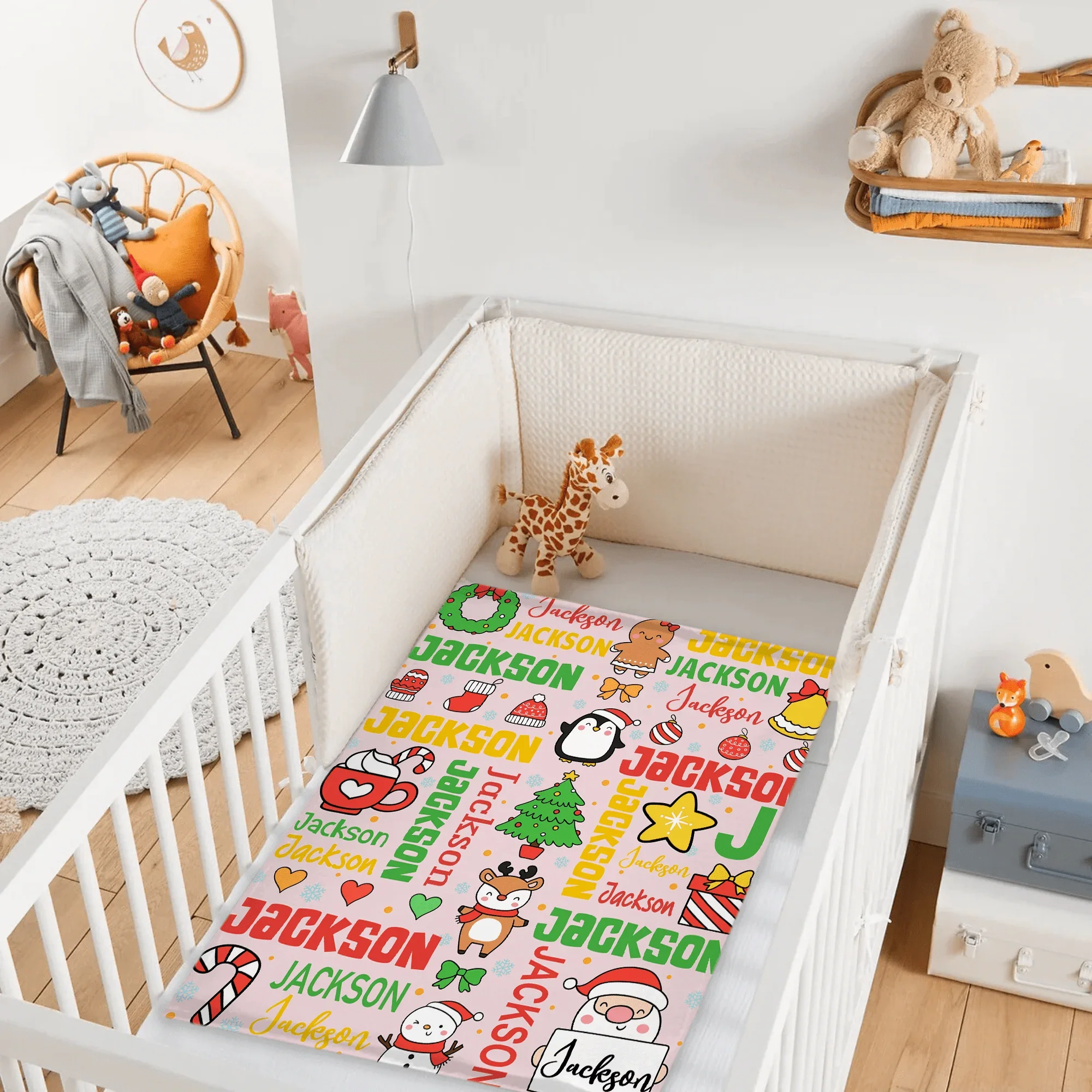 Customized Blankets for Christmas Day - Personalized Name Cartoon Pattern Christmas Blanket - Christmas Gift For Child - Joliny