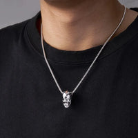 Custom Engraved Name Skull Necklace With Birthstone Eyes Creative Gifts for Halloween