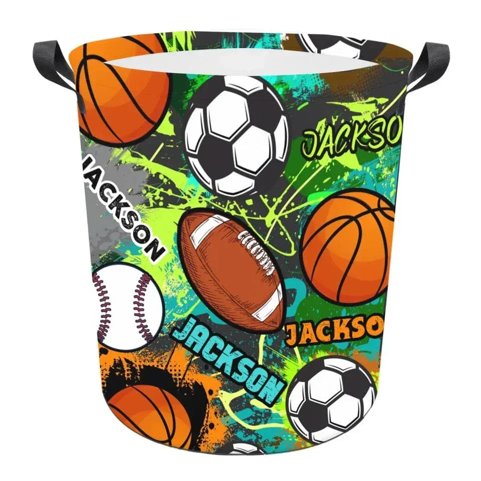 Cool Sports Game Name Custom Laundry Basket Football Basketball Baseball Volleyball Tennis Sports Themed Laundry Basket