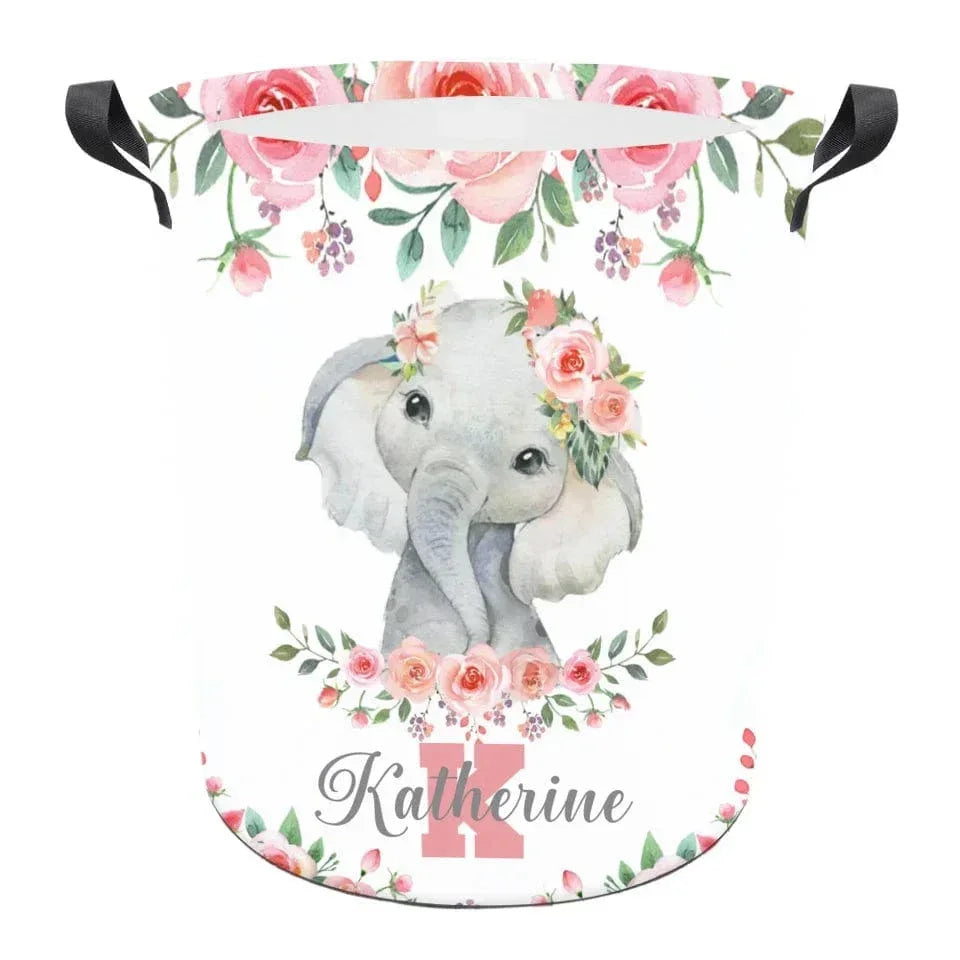 Cute Elephant - Personalised Name Laundry basket- Gifts for Children,Newborn,New Mom
