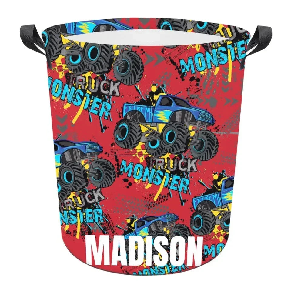 Personalized Monster Truck Name Custom Laundry basket, Customized Kids Birthday Gift Ideas