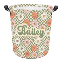 Personalized New Flower Retro Style In Vintage Rustic Style Laundry Basket With Name - Joliny