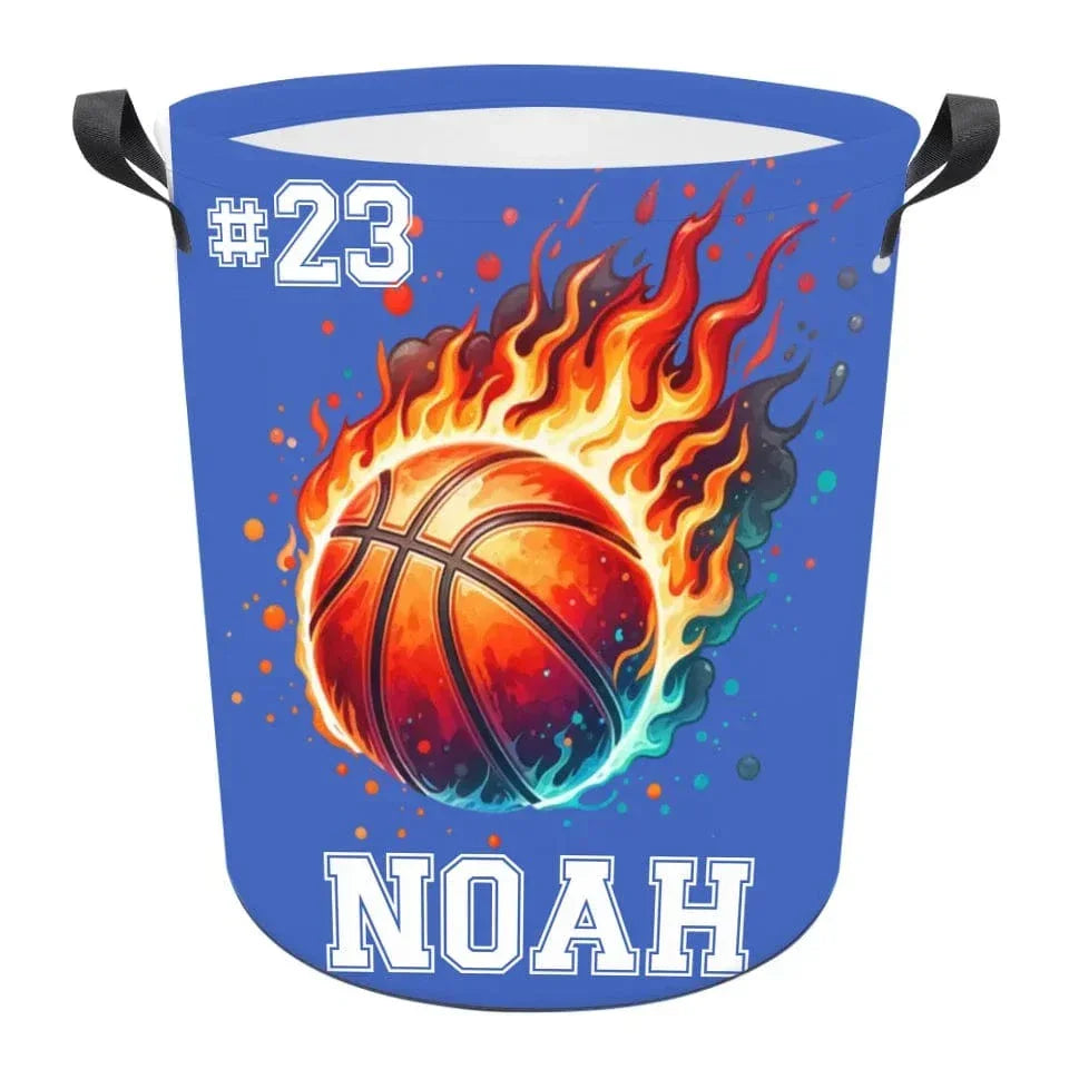 Sportsmanship Customized Ball Sports Laundry basket - Personalized Name And Number Multiple Balls Memorial Laundry basket - A Gift For Sports Lovers