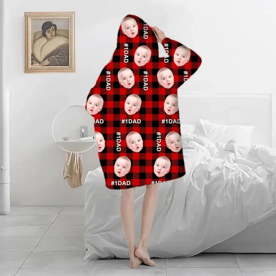 Classic Plaid Blanket Hoodie Customized - Comfy Pajamas Personalized Person Or Pet Photos And Appellations - A Gift For Family,Pet Owners