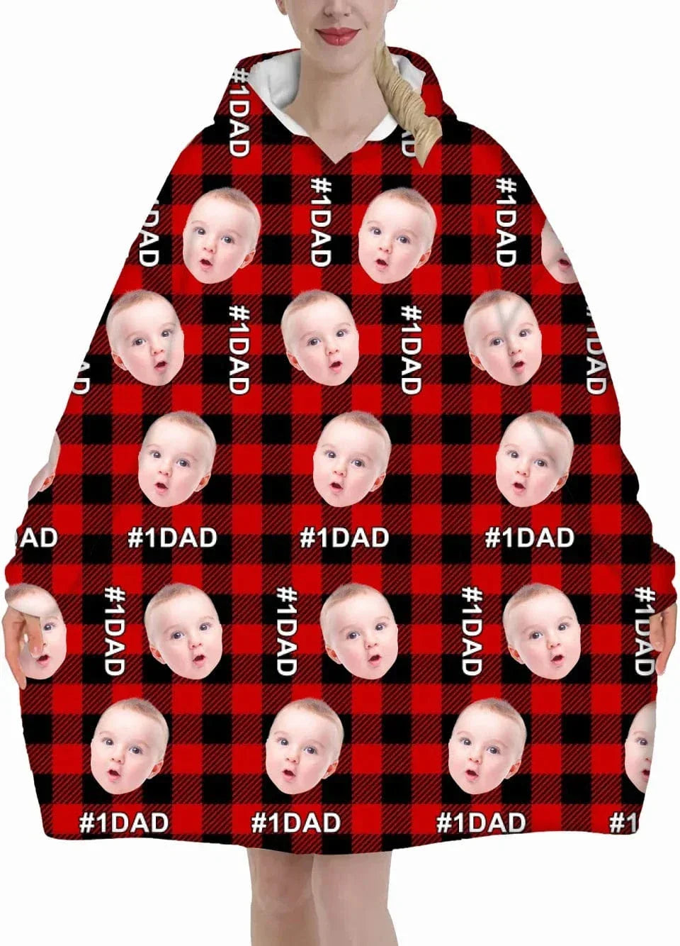 Classic Plaid Blanket Hoodie Customized - Comfy Pajamas Personalized Person Or Pet Photos And Appellations - A Gift For Family,Pet Owners