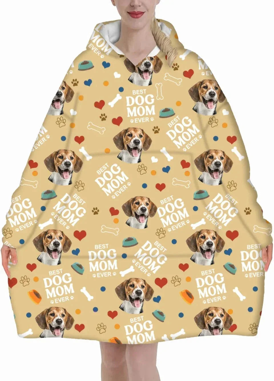 Custom Photo Best Dog Mom Dog Dad - Personalized Blanket Hoodie