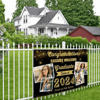 2024 Gold Sketch 4 Photo Collage Graduation Party Banner - Joliny