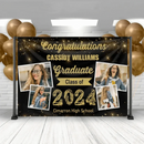 2024 Gold Sketch 4 Photo Collage Graduation Party Banner - Joliny