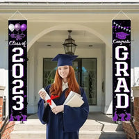 2024 Graduation Decorations-Class of 2024 Congrats Grad Porch Purple Sign Banner - Joliny