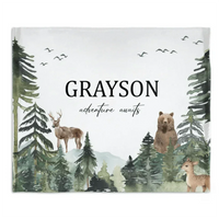 Adventure Awaits - Personalized Name Woodland Blanket - A Gift For Child - Joliny