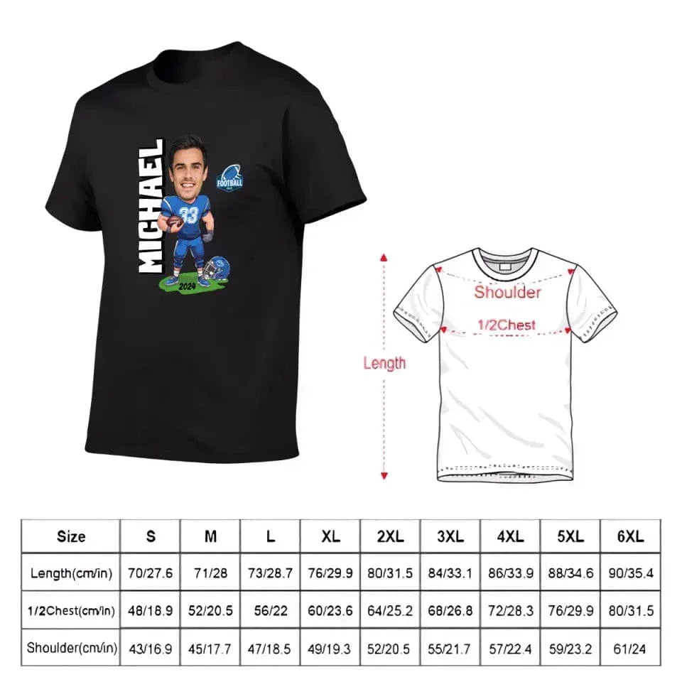 American Football Comics - Personalised Photo T-Shirt - A Gift for Football Fans - Joliny