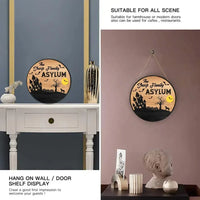 Asylum Family Sign - Family Personalized Custom Shaped Home Decor Wood Sign - Halloween Gift, House Warming Gift For Family Members - Joliny
