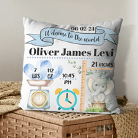 Baby Birth Information Statistics Pillow - Welcome To The World - Joliny
