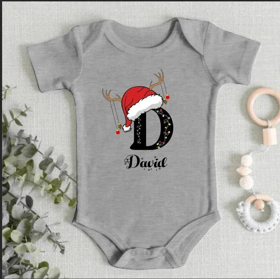 Baby's Christmas Themed Customized Apparel - Personalized Name and Christmas Style Monogrammed Sweatshirt - Christmas Gift For Baby - Joliny