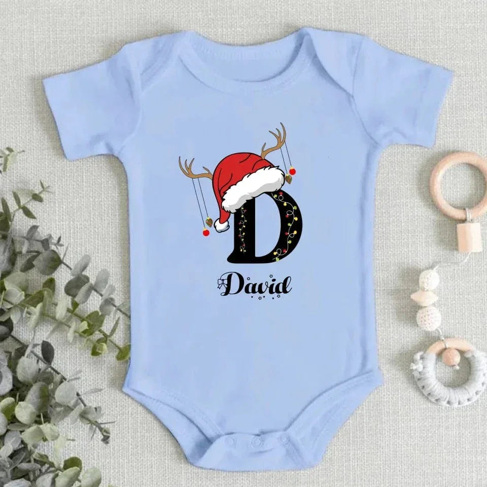 Baby's Christmas Themed Customized Apparel - Personalized Name and Christmas Style Monogrammed Sweatshirt - Christmas Gift For Baby - Joliny