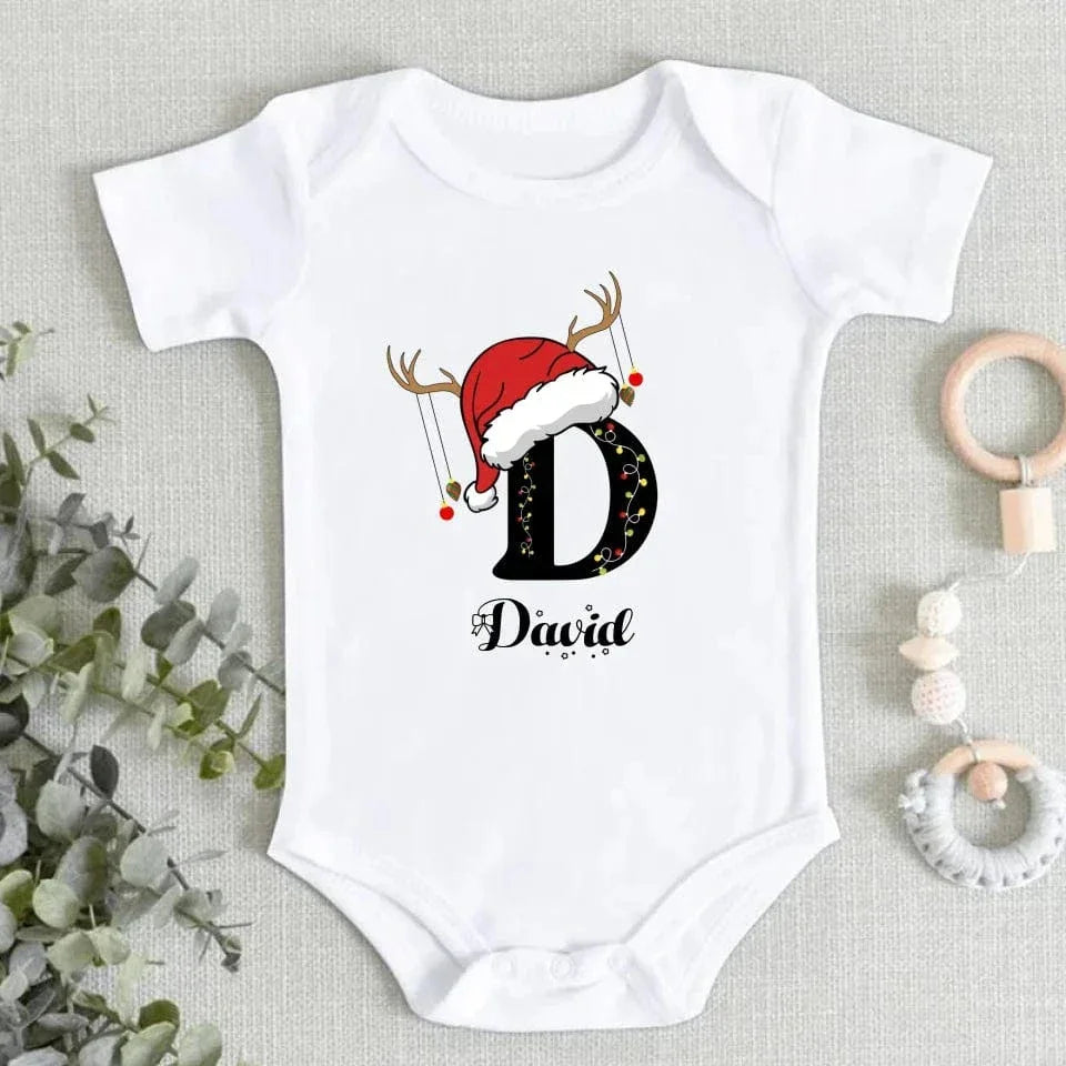Baby's Christmas Themed Customized Apparel - Personalized Name and Christmas Style Monogrammed Sweatshirt - Christmas Gift For Baby - Joliny