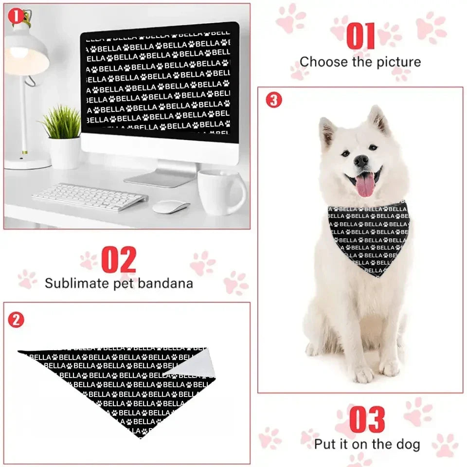 Bandanas for Dogs Cats, Custom Puppy Pet Name Triangle Bibs Kerchief - Joliny