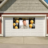 Birthday Banner with Photo - Gold and Silver Birthday Sign - Joliny