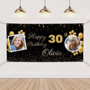 Birthday Personalized Banner With Photo, Gold Party Decoration - Joliny