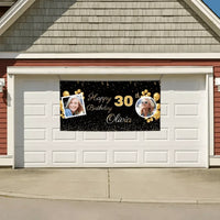 Birthday Personalized Banner With Photo, Gold Party Decoration - Joliny