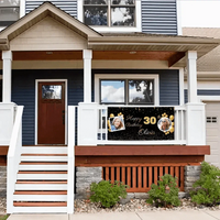 Birthday Personalized Banner With Photo, Gold Party Decoration - Joliny