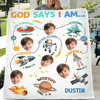 Blankets with Customisable Photo - Personalised Photo and Name Cartoon Print Blanket - A Gift For Boy,Girl,Grandchildren - Joliny