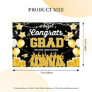 Blue and Gold Large Size Congrats Grad Background Banner, Balloon Star and Small Round White Lamp - Joliny