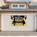 Blue and Gold Large Size Congrats Grad Background Banner, Balloon Star and Small Round White Lamp - Joliny