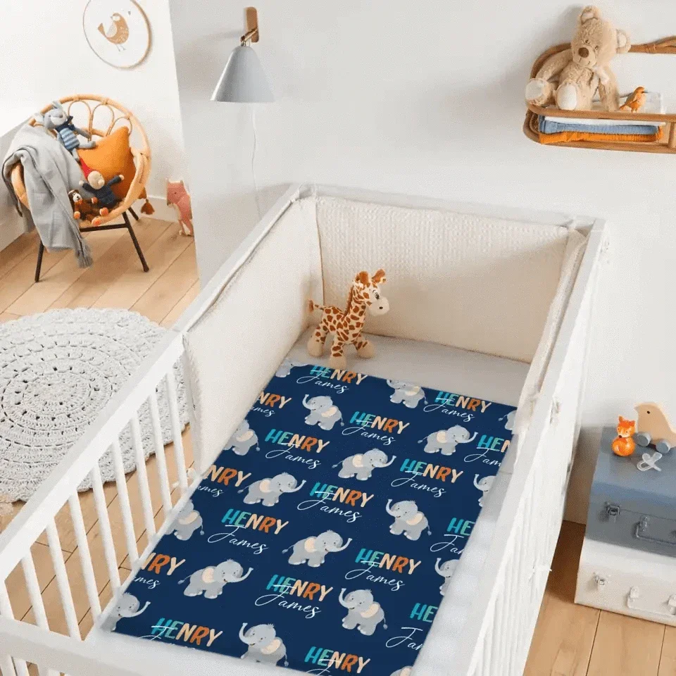 Boy Personalized Elephant Baby Blanket, Custom Name Gift for Kids - Joliny
