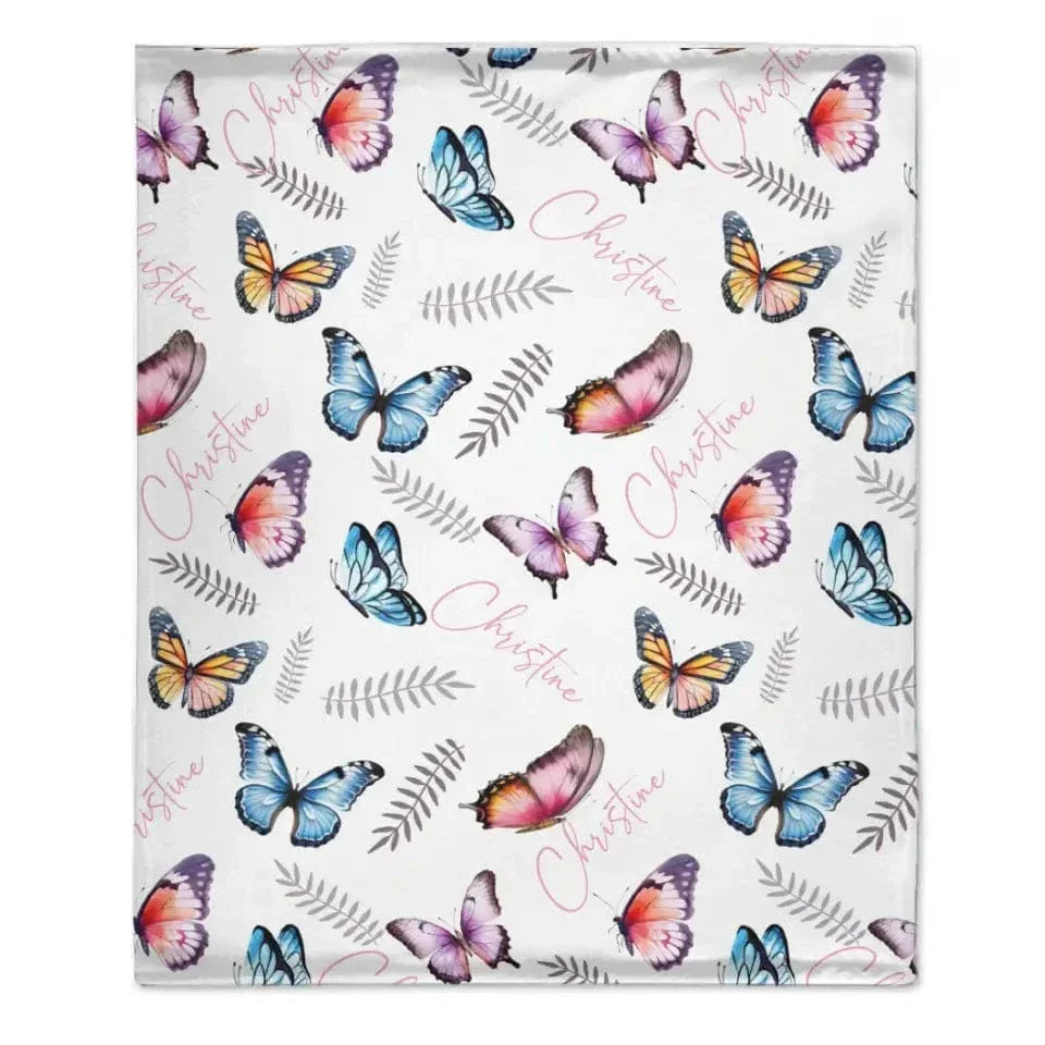 Butterflies Baby Blanket, Personalized Name Blanket Gift - Joliny