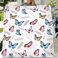 Butterflies Baby Blanket, Personalized Name Blanket Gift - Joliny