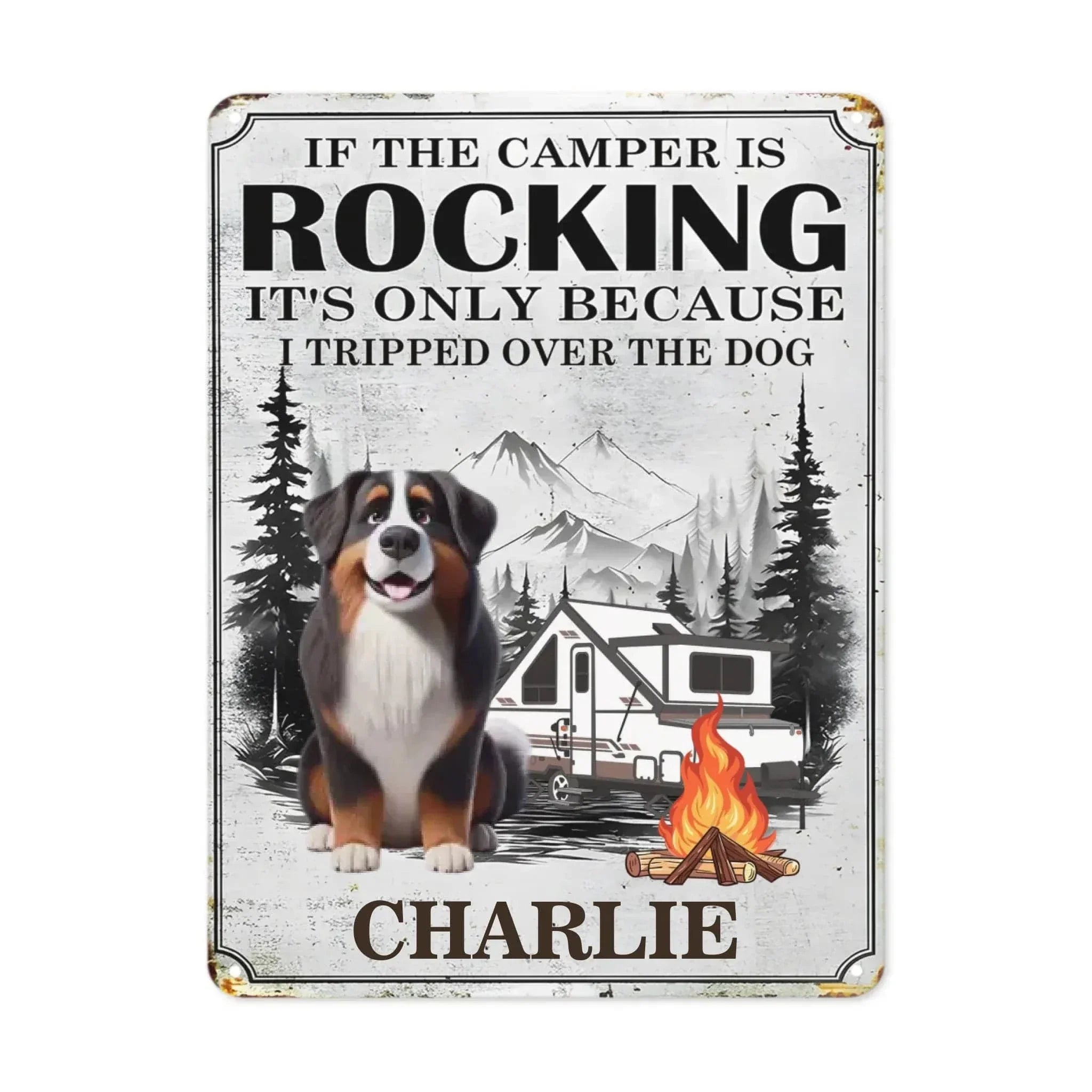 Campervan and Pet Metal Painting Advertisement - Personalized Camping Equipment and Pet Decorative Paintings - A Gift For Pet Owners,Pet Lovers,Camping Enthusiasts