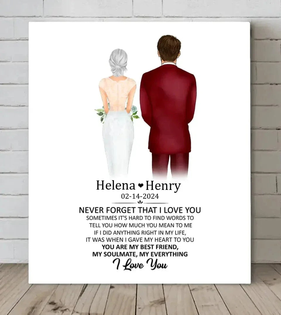 Personalized Canvas Wall Art/Blanket  - Never Forget That I Love You, Anniversary Gift