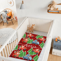 Cartoon Santa Claus Customized Christmas Blanket - Christmas Classic Red and Green Personalized Name Soft Flannel Blanket - Christmas Gift For Child - Joliny