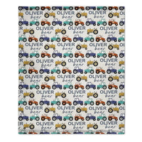 Cartoon Small Tractor Personalized Kid's Blanket - Joliny