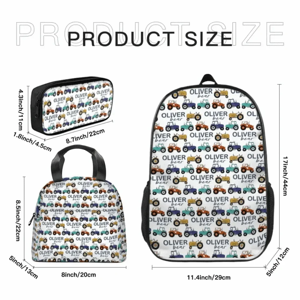 Cartoon Small Tractor Personalized Kids Backpack School Season Gift - Joliny
