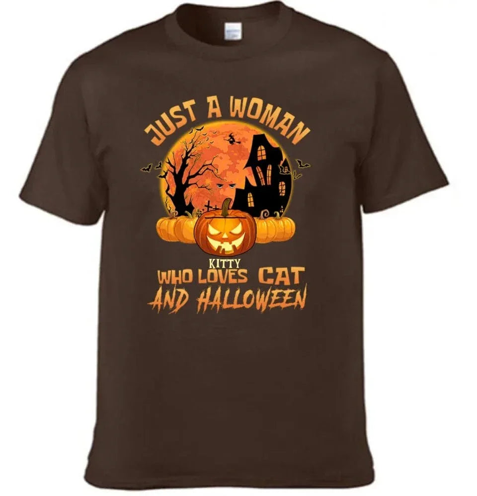 Cat Halloween Pumpkin Head Name Customized T-Shirt - Halloween Gift - Joliny