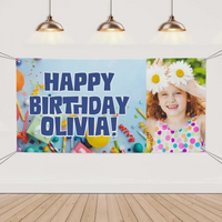 Celebrate With A Blue Theme, A Custom Photo Birthday Banner Just For You! - Joliny