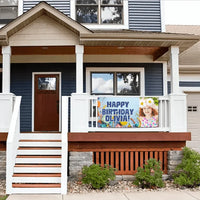 Celebrate With A Blue Theme, A Custom Photo Birthday Banner Just For You! - Joliny