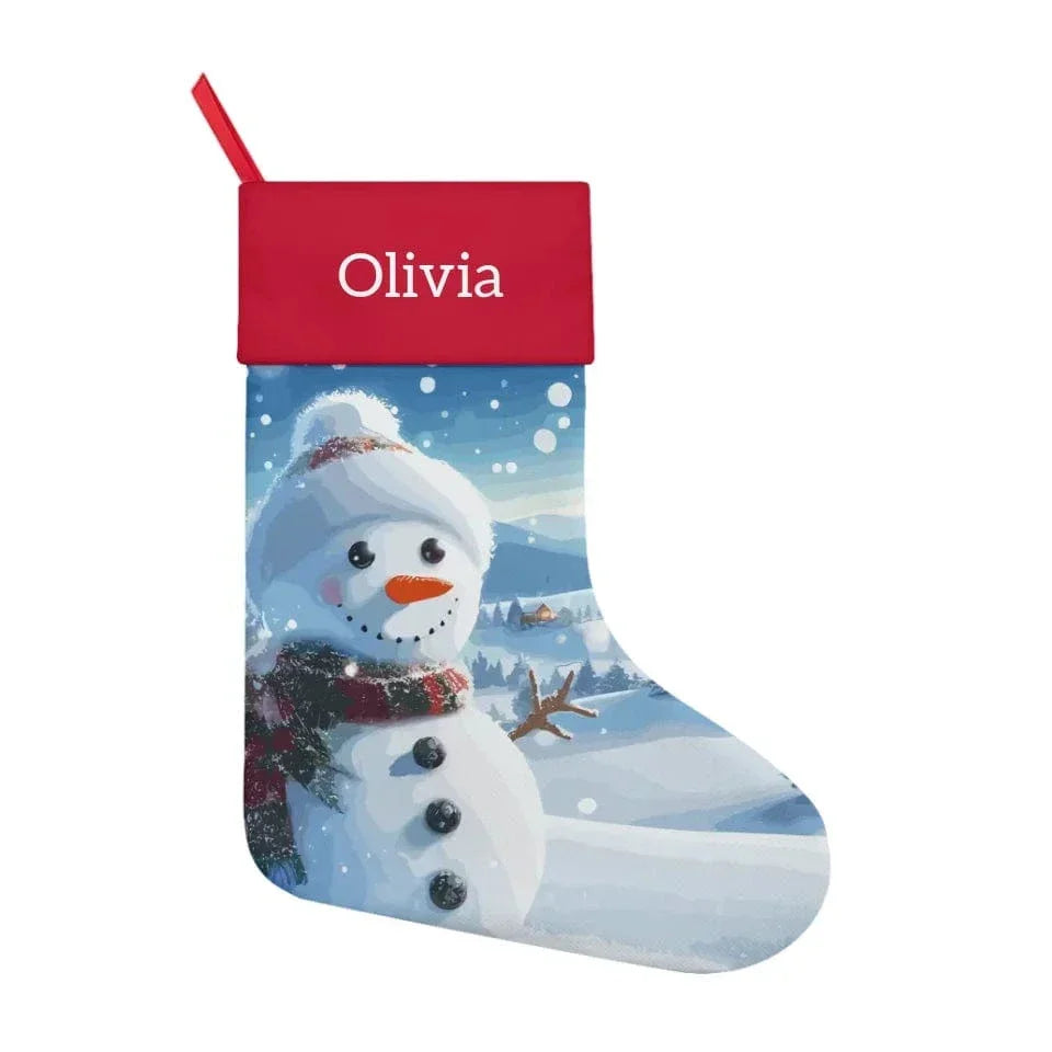 Christmas Classic Cartoon Picture Customized Stockings - Personalized Name Christmas Gift Linen Socks - Christmas Gift For Family,Child,Party