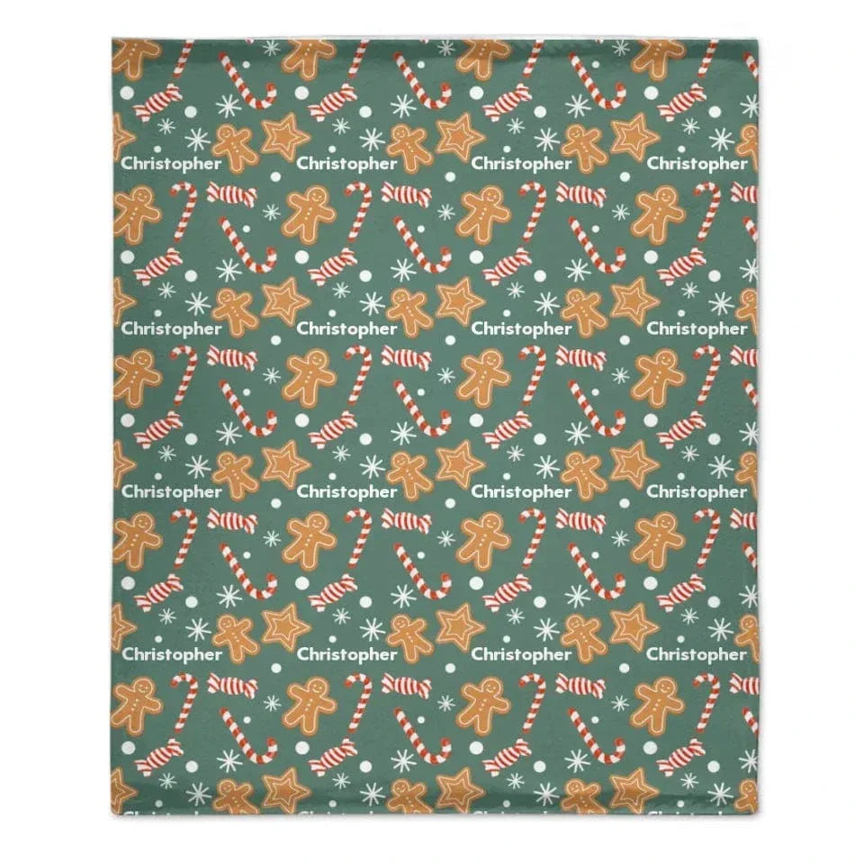 Christmas Cookie and Candy Pattern Custom Blanket - Multiple Color Options Personalized Name Christmas Vibe Blanket - Christmas Gift For Family,Child - Joliny