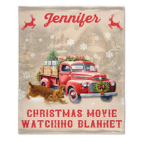 Christmas Customized Movie Watching Blanket - Christmas Vibes Red Moose,Truck and Snowflake Personalized Name Blanket - Christmas Gift For Family,Friend - Joliny