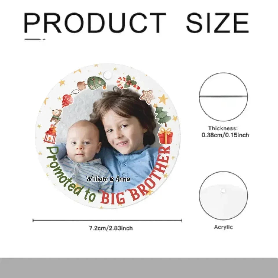 Christmas Gift Promoted To Big Sister Brother Acrylic Circle Ornament - Joliny