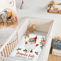 Christmas Gnomes and Flowers Custom Blanket - Merry Christmas Personalized Name Warm Blanket - Christmas Gift For Child,Friend - Joliny