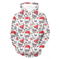 Christmas Themed Clothing - Skull Printed Clothing With Christmas Hat Personalized With Name - A Gift For Yourself,Family,Friend,Colleagues - Joliny
