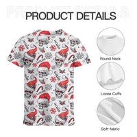Christmas Themed Clothing - Skull Printed Clothing With Christmas Hat Personalized With Name - A Gift For Yourself,Family,Friend,Colleagues - Joliny
